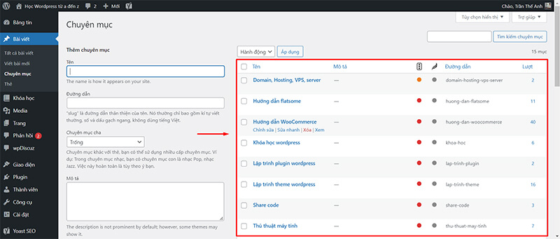 wordpress category