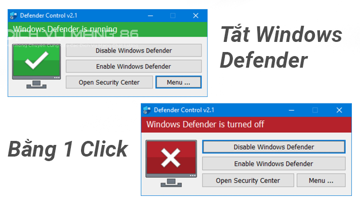 Defender Control v2.1 – Tắt Windows Defender Vĩnh Viễn Chỉ 1 Click